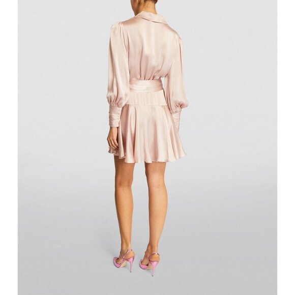 NEW ZIMMERMANN pale pink petal Silk Wrap Mini Dress Size 2/US 8/ M - Picture 4 of 12